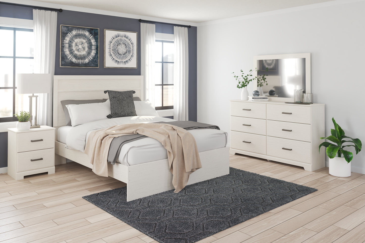 Orange Furniture Outlet - Ashley Furniture - Stelsie Bedroom - Queen Panel Bed / White - B2588B2