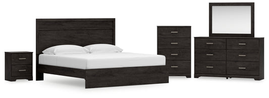 Orange Furniture Outlet - Ashley Furniture - Belachime King Panel Bed, Dresser, Mirror, Chest and Nightstand - King Panel Bed, Dresser, Mirror, Chest and Nightstand - B2589B20