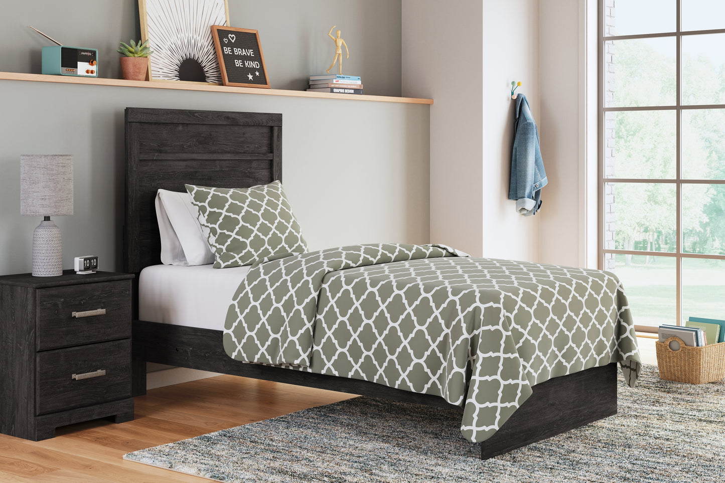 Orange Furniture Outlet - Ashley Furniture - Belachime Bedroom - Twin Panel Bed / Charcoal - B2589B11