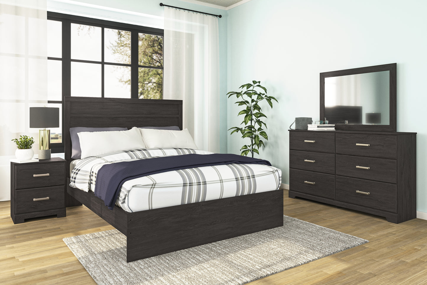 Orange Furniture Outlet - Ashley Furniture - Belachime Bedroom - Two Drawer Night Stand / Charcoal - B2589-92