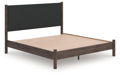 Orange Furniture Outlet - Ashley Furniture - Pamytta Bedroom - King Upholstered Panel Platform Bed / Brown - PCB2614B28
