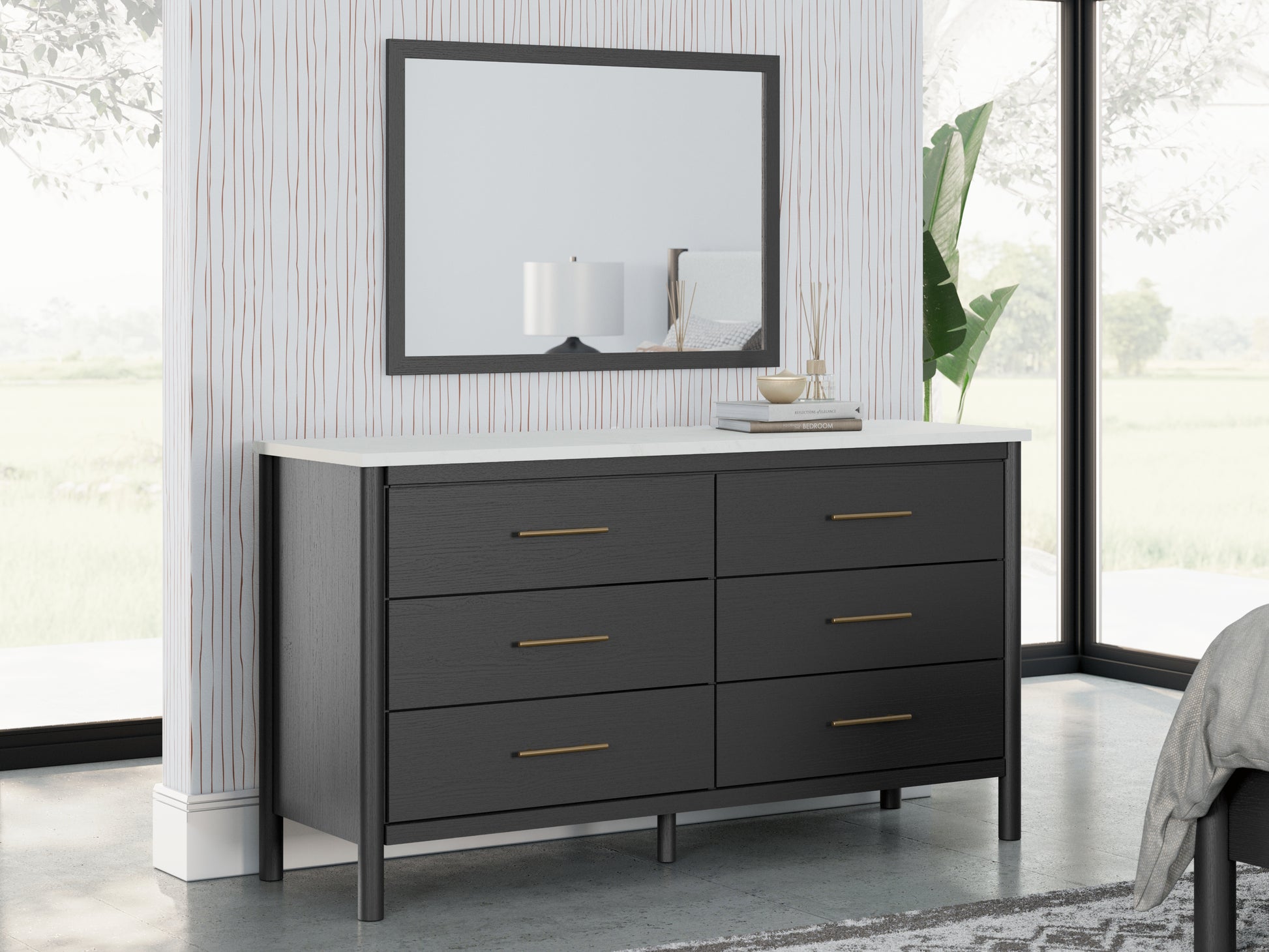 Orange Furniture Outlet - Ashley Furniture - Cadmori Bedroom - Dresser and Mirror / Black/White - B2616B1