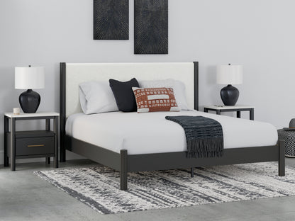 Orange Furniture Outlet - Ashley Furniture - Cadmori Bedroom - King Upholstered Panel Bed / Black/White - B2616B8