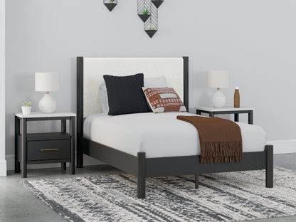 Orange Furniture Outlet - Ashley Furniture - Cadmori Bedroom - Full Upholstered Panel Bed / Black/White - B2616B3