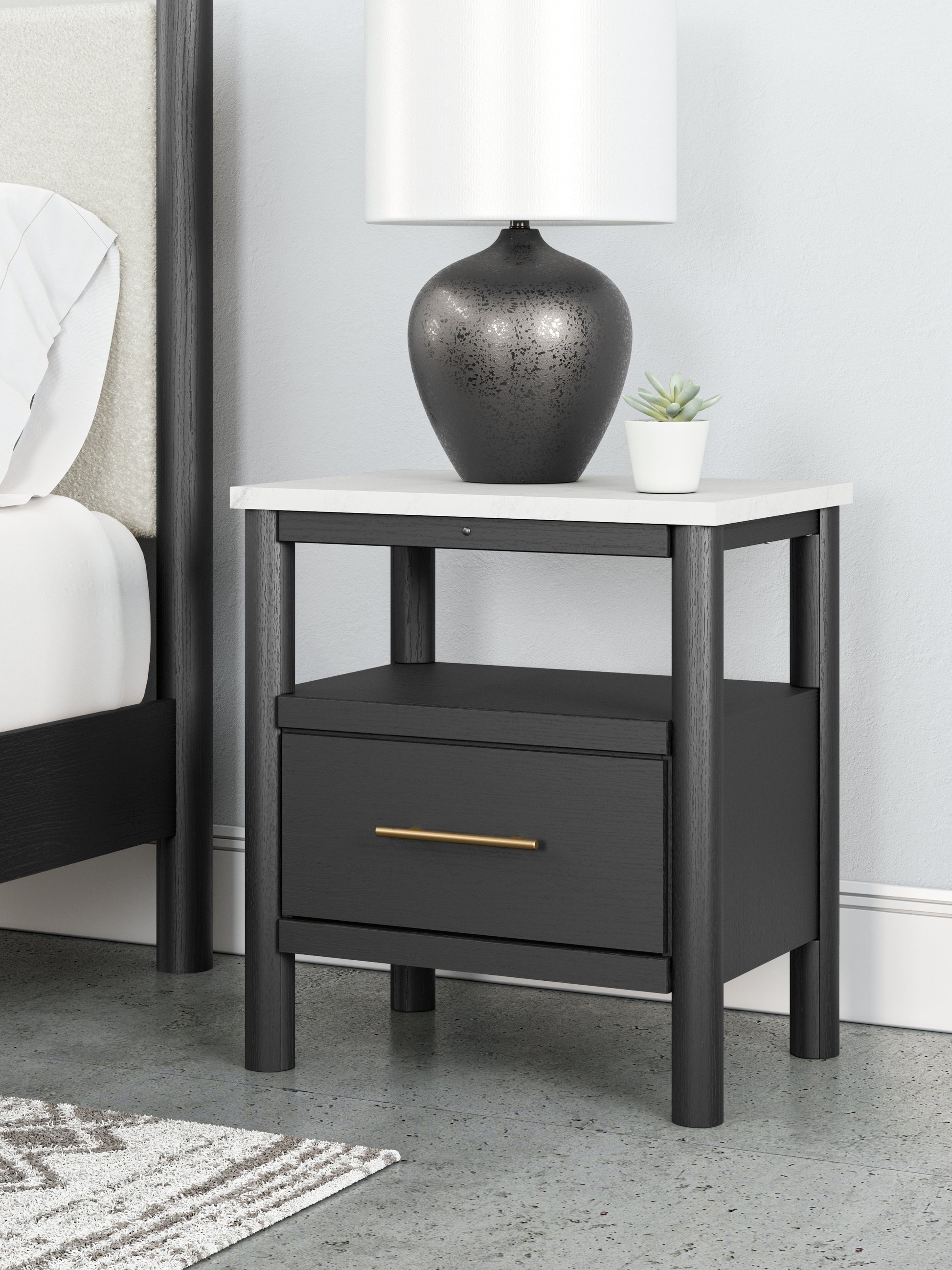Orange Furniture Outlet - Ashley Furniture - Cadmori Bedroom - One Drawer Night Stand / Black/White - B2616-91
