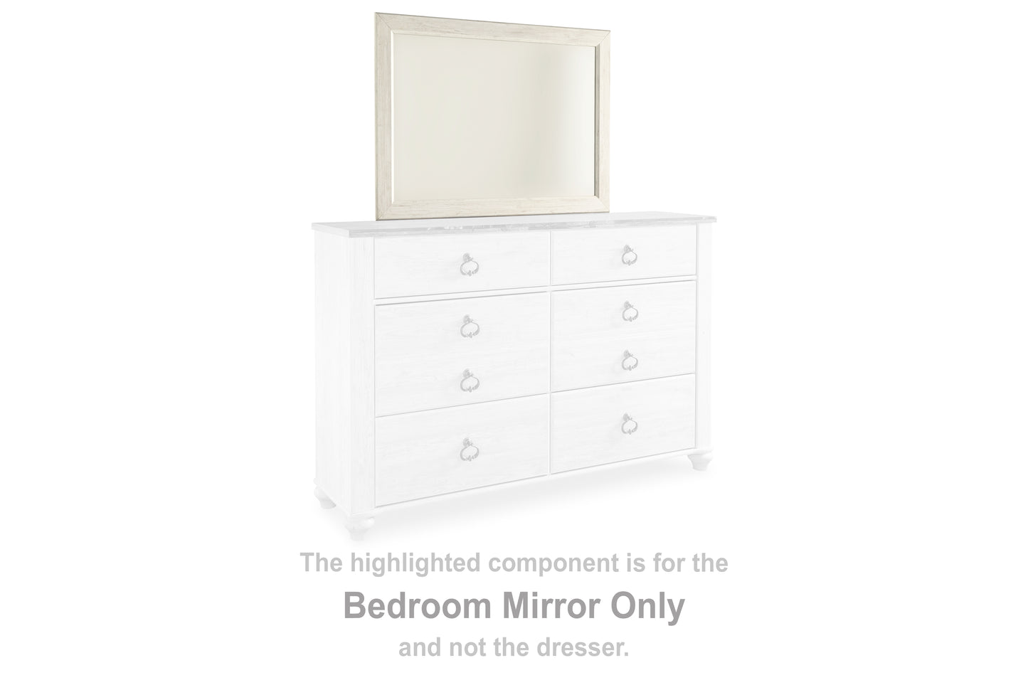 Orange Furniture Outlet - Ashley Furniture - Willowton Bedroom - Bedroom Mirror / Whitewash - B267-36