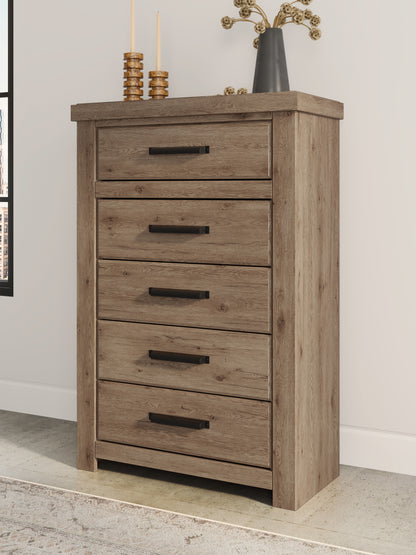Orange Furniture Outlet - Ashley Furniture - Oliandon Bedroom - Five Drawer Chest / Light Brown - PCB2844-46