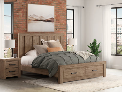 Orange Furniture Outlet - Ashley Furniture - Oliandon Bedroom - King Panel Storage Bed / Light Brown - PCB2844B7