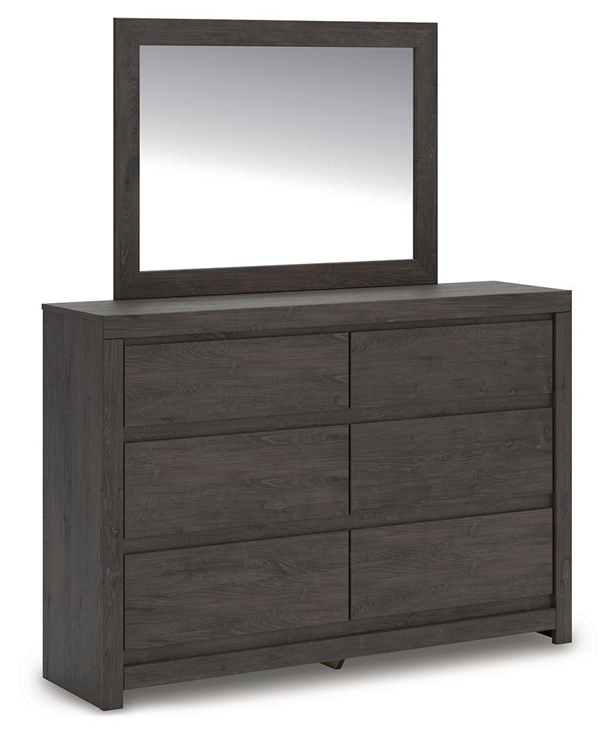 Orange Furniture Outlet - Ashley Furniture - Fraluna Bedroom - Dresser and Mirror / Charcoal - PCB3370B1