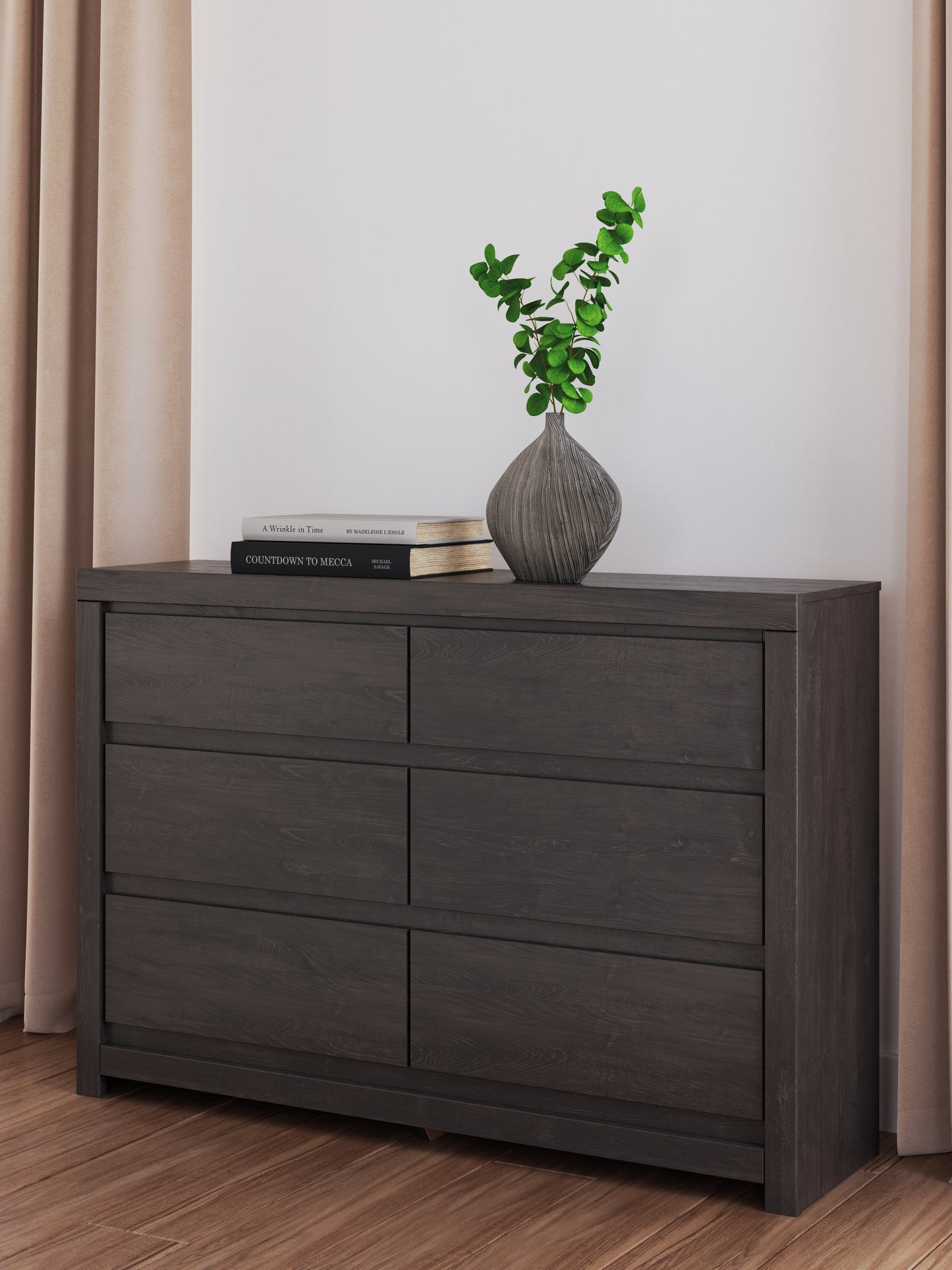 Orange Furniture Outlet - Ashley Furniture - Fraluna Bedroom - Six Drawer Dresser / Charcoal - PCB3370-31