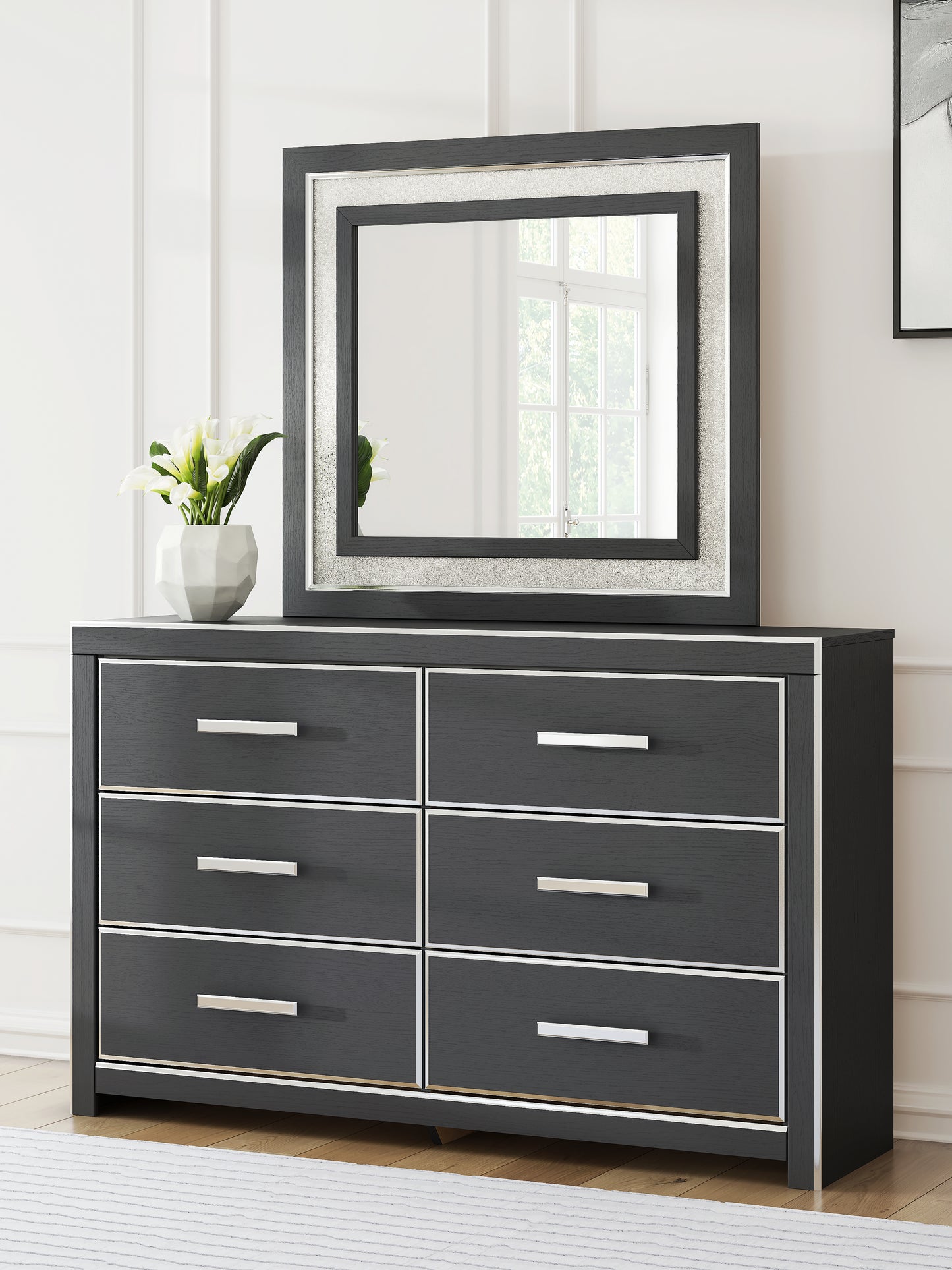 Orange Furniture Outlet - Ashley Furniture - Zuraleus Bedroom - Dresser and Mirror / Black - PCB3380B1