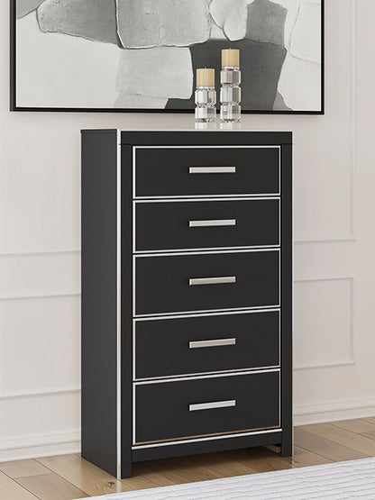 Orange Furniture Outlet - Ashley Furniture - Zuraleus Bedroom - Five Drawer Chest / Black - PCB3380-46