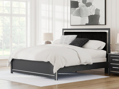 Orange Furniture Outlet - Ashley Furniture - Zuraleus Bedroom - King Upholstered Panel Bed / Black - PCB3380B12