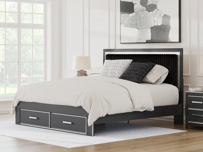 Orange Furniture Outlet - Ashley Furniture - Zuraleus Bedroom - King Upholstered Panel Storage Bed / Black - PCB3380B11