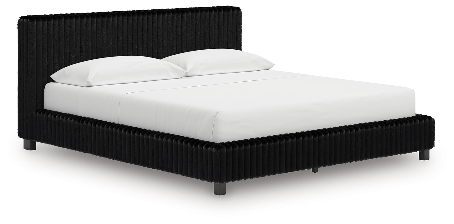 Orange Furniture Outlet - Ashley Furniture - Zuraleus Bedroom - California King Upholstered Bed / Black - PCB3380B14