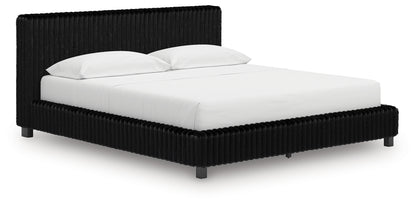 Orange Furniture Outlet - Ashley Furniture - Zuraleus Bedroom - California King Upholstered Bed / Black - PCB3380B14