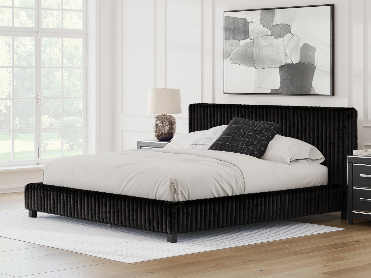 Orange Furniture Outlet - Ashley Furniture - Zuraleus Bedroom - King Upholstered Bed / Black - PCB3380B13