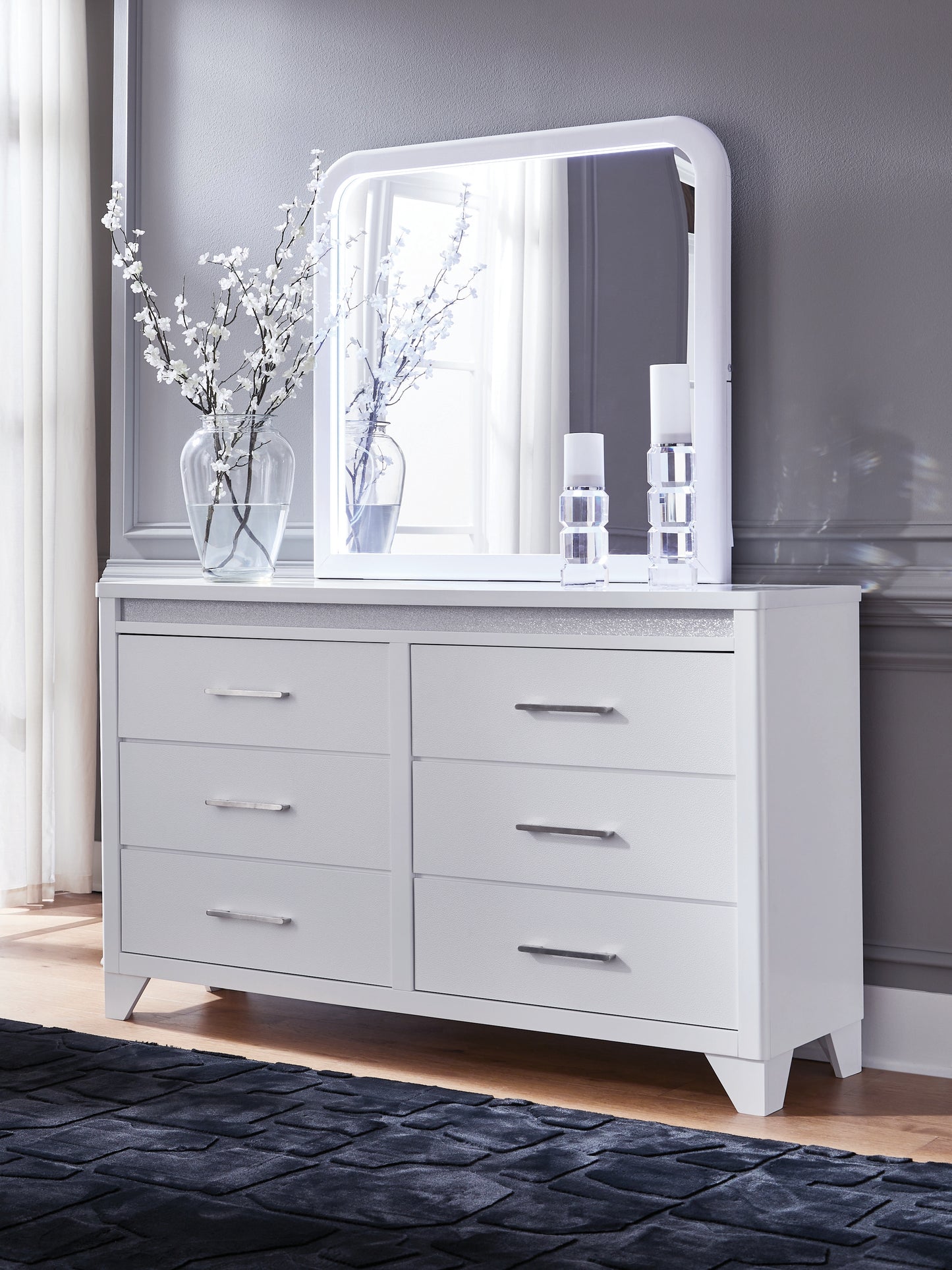 Orange Furniture Outlet - Ashley Furniture - Jarlee Bedroom - Dresser and Mirror / White - PCB392B1