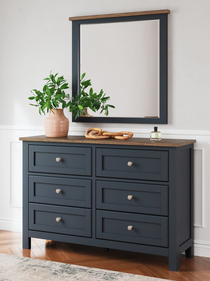 Orange Furniture Outlet - Ashley Furniture - Landocken Bedroom - Dresser and Mirror / Brown/Blue - B414B1