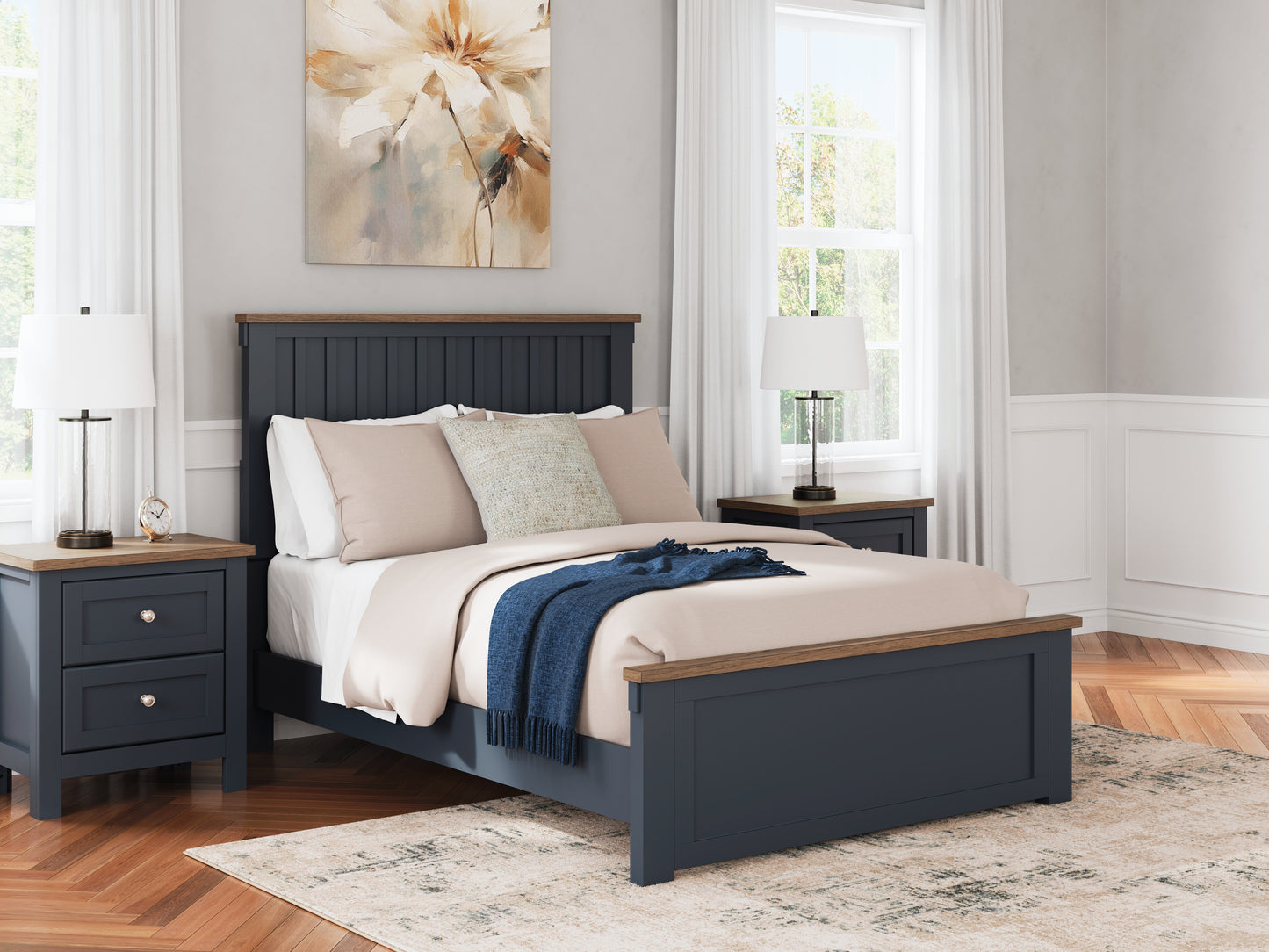 Orange Furniture Outlet - Ashley Furniture - Landocken Bedroom - Full Panel Bed / Brown/Blue - B414B3