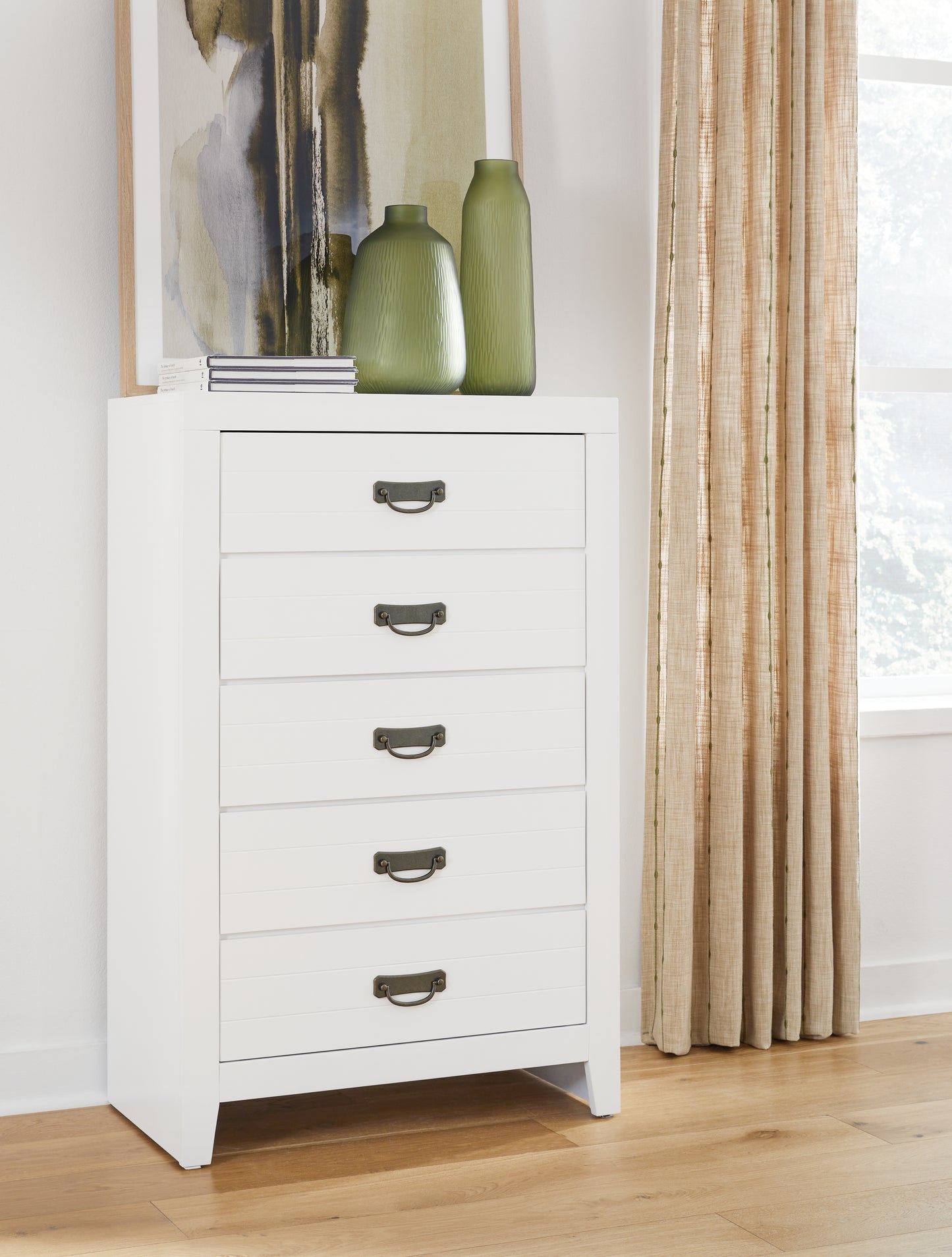 Orange Furniture Outlet - Ashley Furniture - Binterglen Bedroom - Five Drawer Chest / White - B427-46