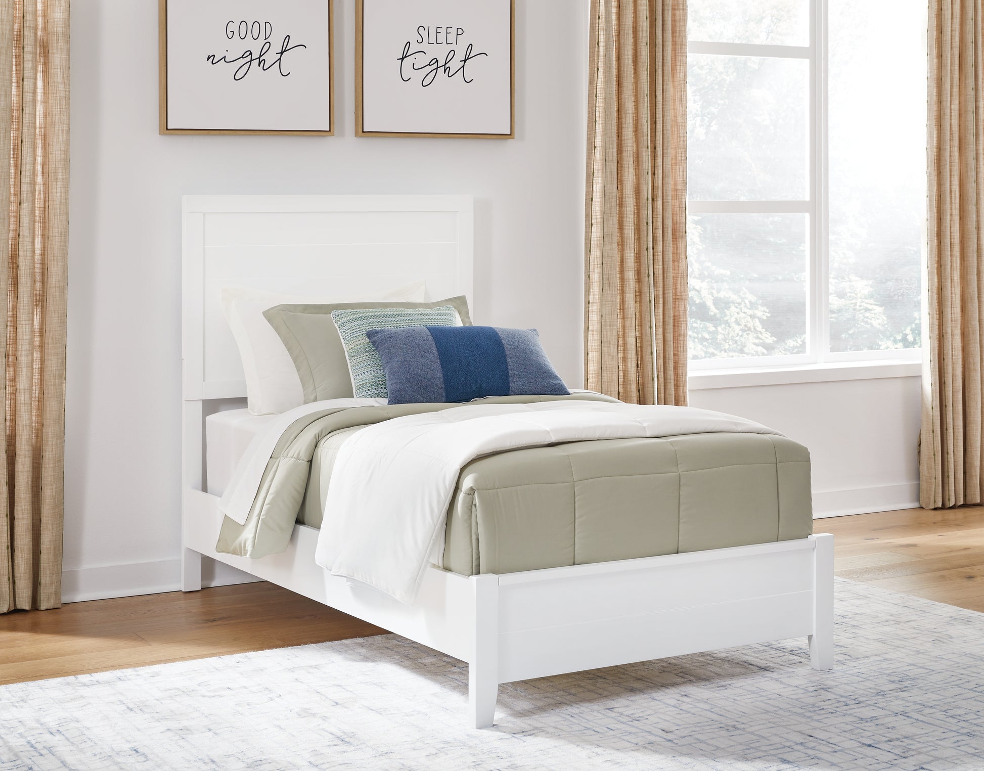 Orange Furniture Outlet - Ashley Furniture - Binterglen Bedroom - Twin Panel Bed / White - B427B2