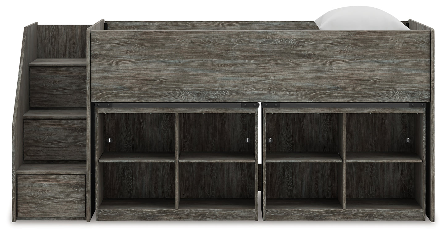 Frandern Twin Loft Bed with Bookcase Storage