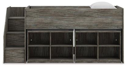 Frandern Twin Loft Bed with Bookcase Storage