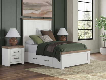 Orange Furniture Outlet - Ashley Furniture - Savonport Bedroom - Full Panel Bed with Storage / White/Brown - B4615B19