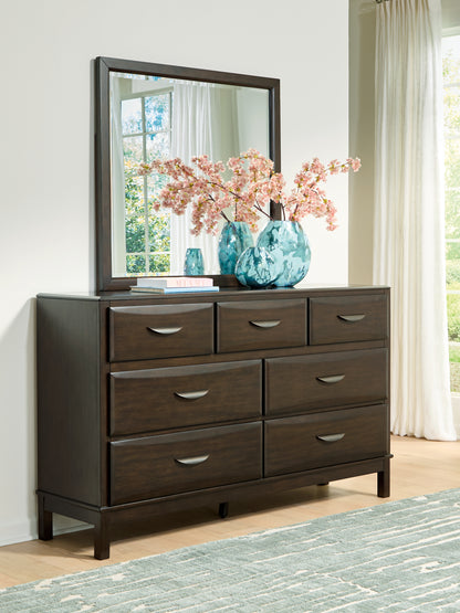 Orange Furniture Outlet - Ashley Furniture - Vanmore Bedroom - Dresser and Mirror / Dark Brown - B479B1
