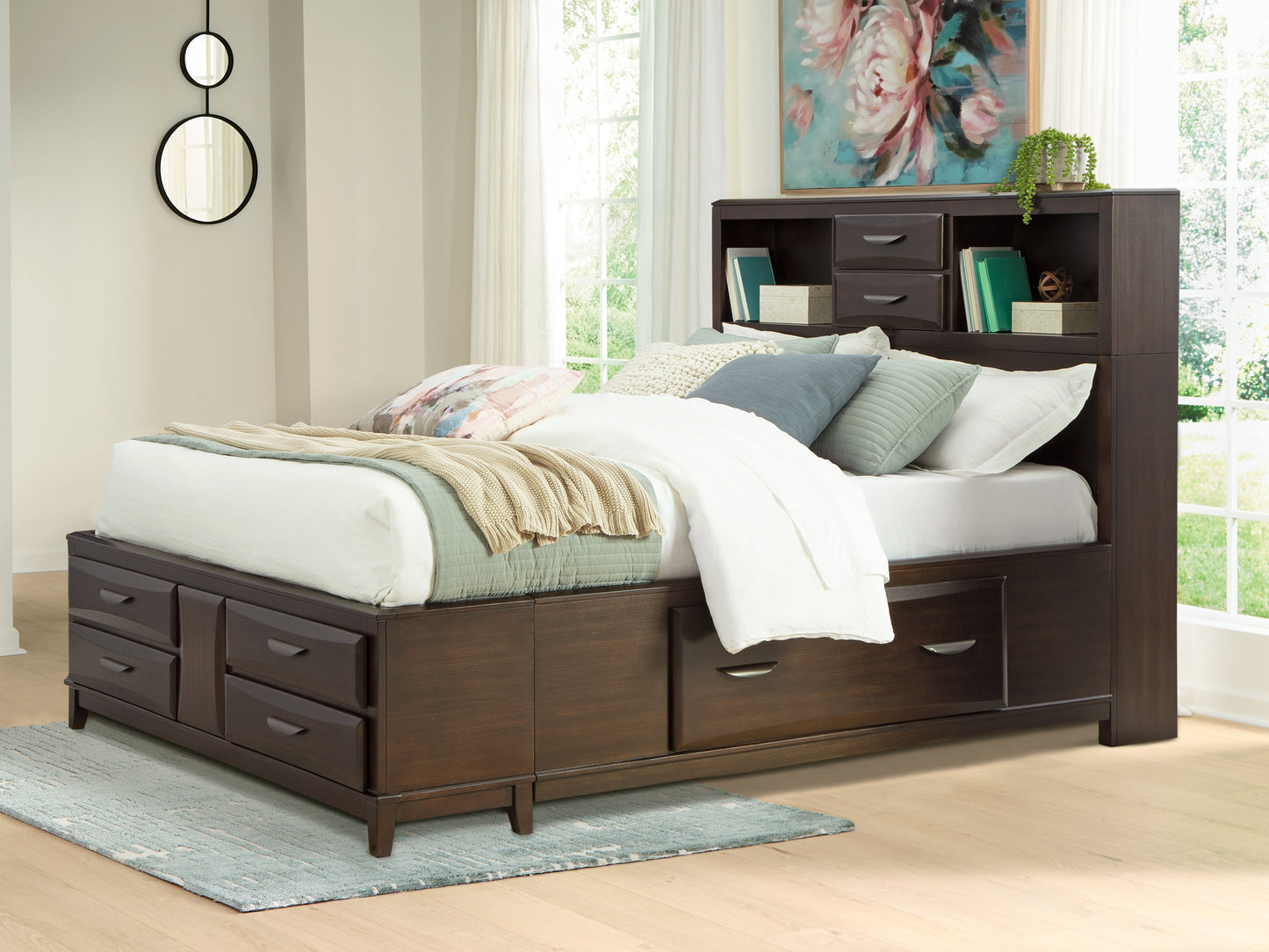 Orange Furniture Outlet - Ashley Furniture - Vanmore Bedroom - Queen Storage Bed / Dark Brown - B479B2