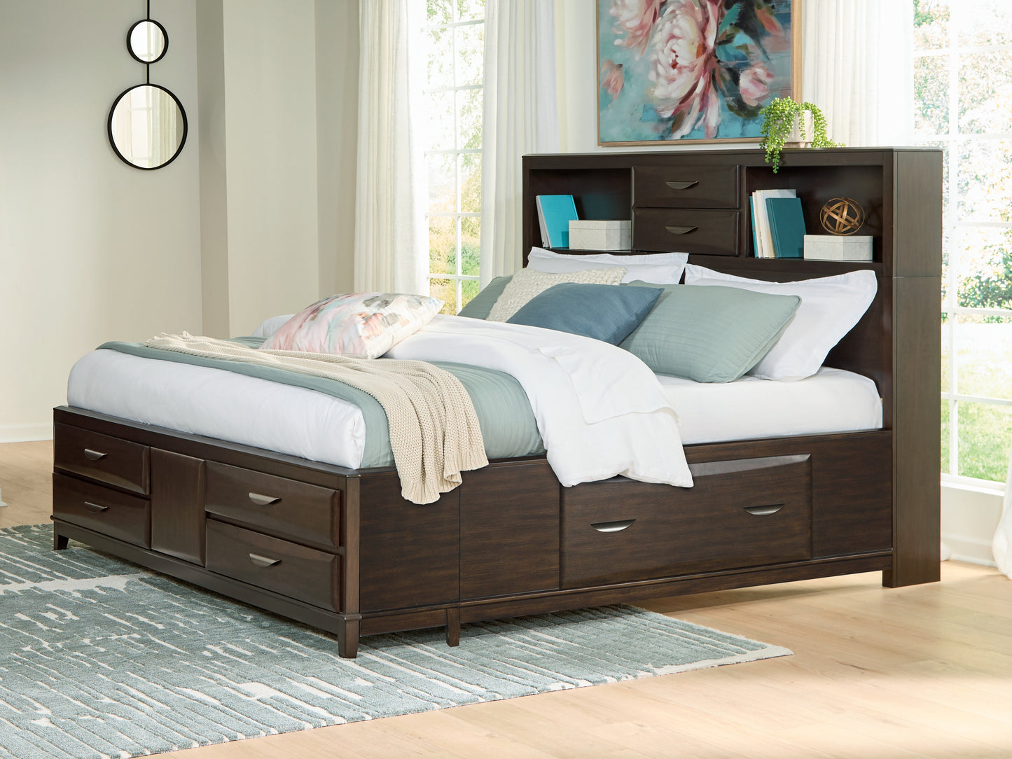 Orange Furniture Outlet - Ashley Furniture - Vanmore Bedroom - California King Storage Bed / Dark Brown - B479B7