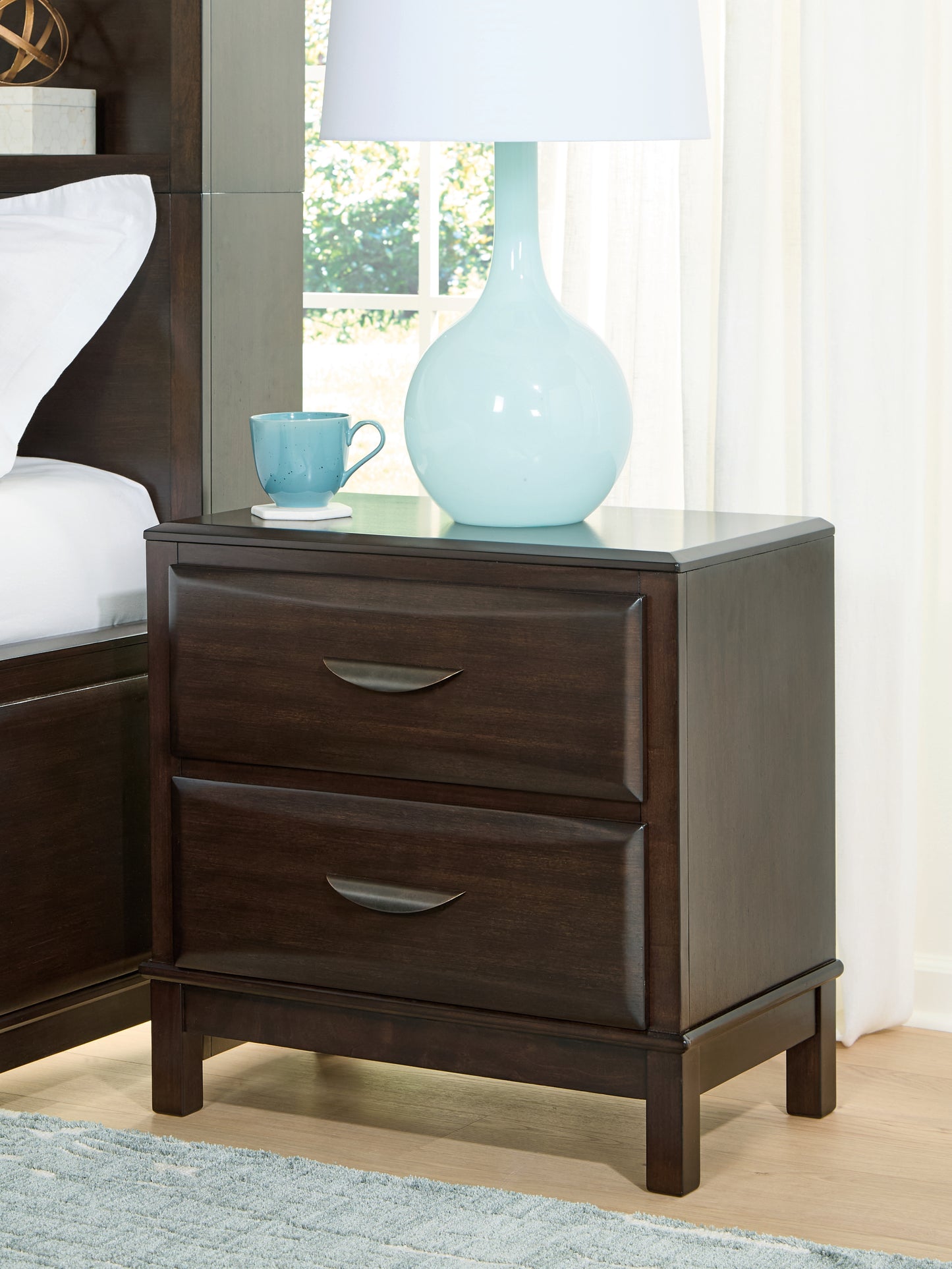 Orange Furniture Outlet - Ashley Furniture - Vanmore Bedroom - Two Drawer Night Stand / Dark Brown - B479-92