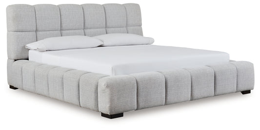 Orange Furniture Outlet - Ashley Furniture - Grendusk Bedroom - California King Upholstered Bed / Light Gray - PCB584B3