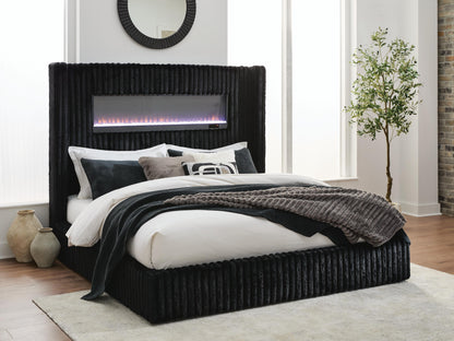 Orange Furniture Outlet - Ashley Furniture - Tayleena Bedroom - King Upholstered Bed with Fireplace and Wireless Audio - PCB620B2