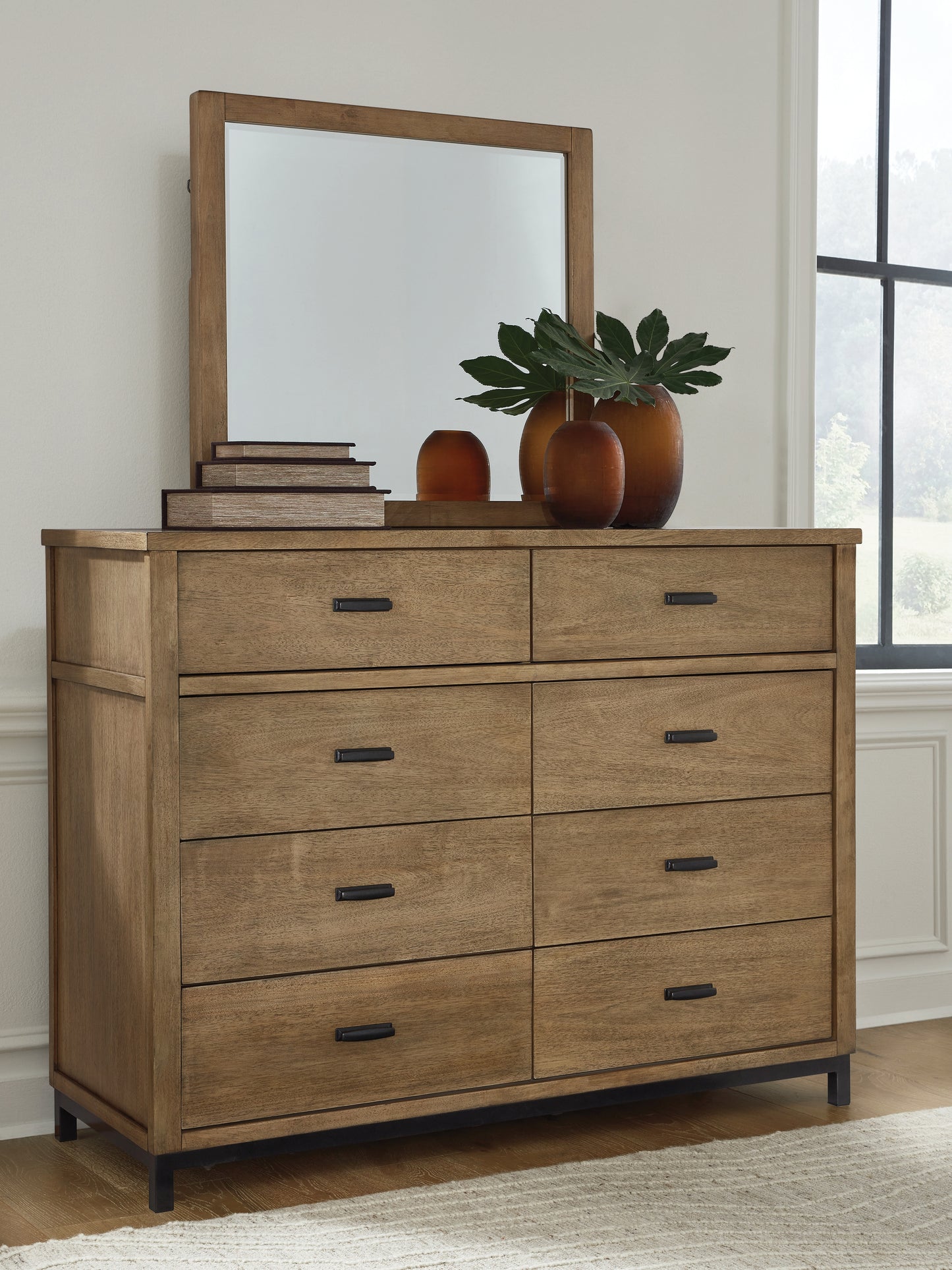 Orange Furniture Outlet - Ashley Furniture - Tomtyn Bedroom - Dresser and Mirror / Light Brown - B622B1