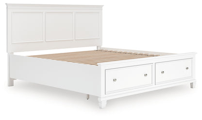 Orange Furniture Outlet - Ashley Furniture - Fortman Bedroom - King Panel Storage Bed / White - B680B22