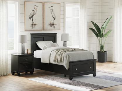 Orange Furniture Outlet - Ashley Furniture - Lanolee Bedroom - Twin Panel Storage Bed / Black - B687B21