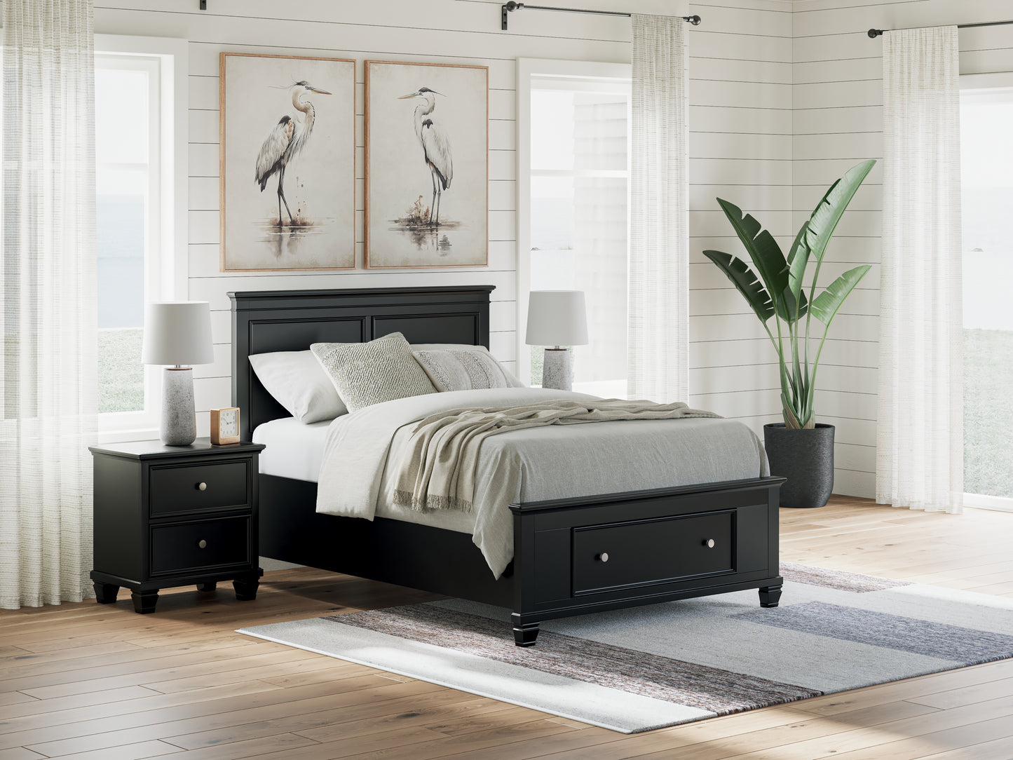 Orange Furniture Outlet - Ashley Furniture - Lanolee Bedroom - Full Panel Storage Bed / Black - B687B22