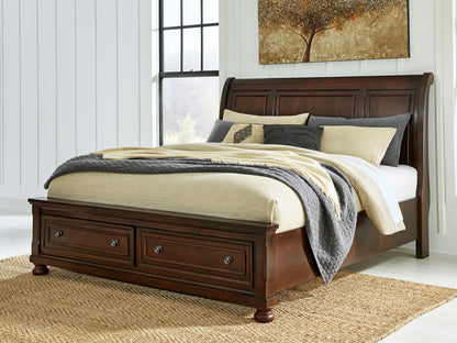 Orange Furniture Outlet - Ashley Furniture - Porter Bedroom - California King Sleigh Storage Bed / Rustic Brown - B697B47