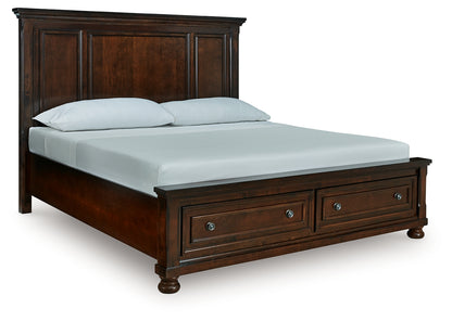 Orange Furniture Outlet - Ashley Furniture - Porter Bedroom - King Panel Storage Bed / Rustic Brown - B697B44