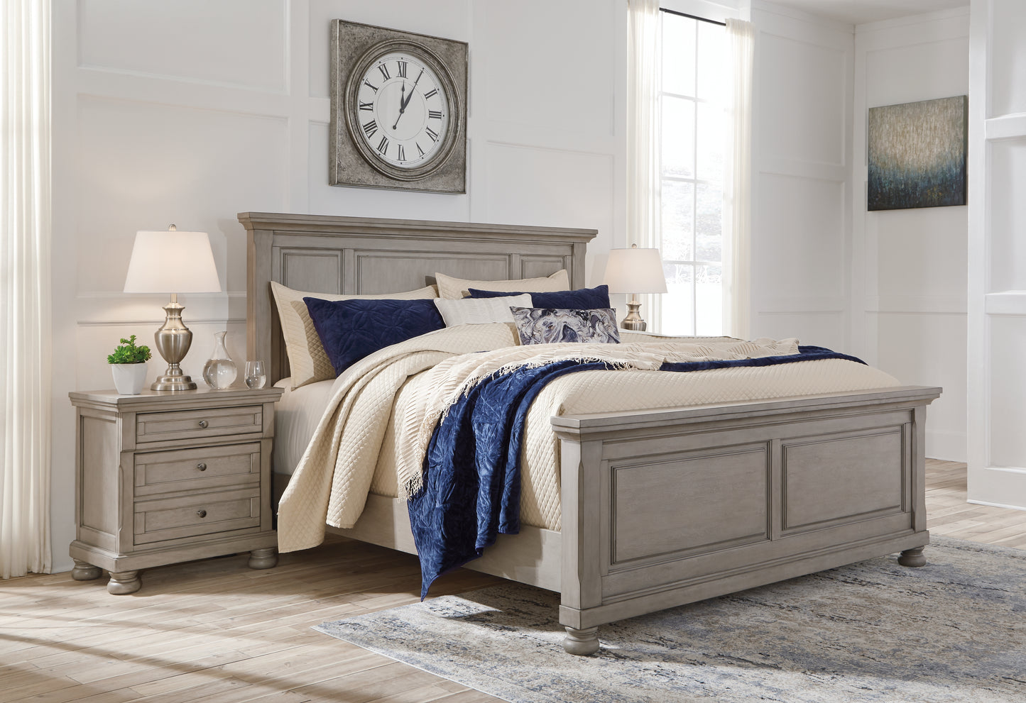 Orange Furniture Outlet - Ashley Furniture - Lettner Bedroom - Queen Panel Bed / Light Gray - B733B2