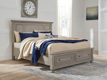 Orange Furniture Outlet - Ashley Furniture - Lettner Bedroom - King Panel Storage Bed / Light Gray - B733B33