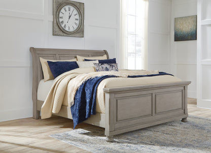 Orange Furniture Outlet - Ashley Furniture - Lettner Bedroom - King Sleigh Bed / Light Gray - B733B34