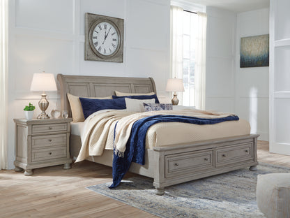 Orange Furniture Outlet - Ashley Furniture - Lettner Bedroom - Queen Sleigh Bed with 2 Storage Drawers / Light Gray - B733B3