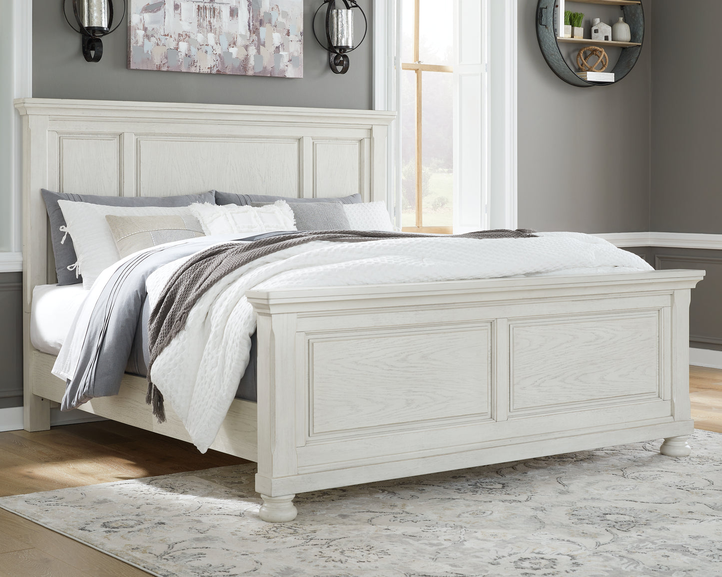 Orange Furniture Outlet - Ashley Furniture - Robbinsdale Bedroom - California King Panel Bed / Antique White - B742B7