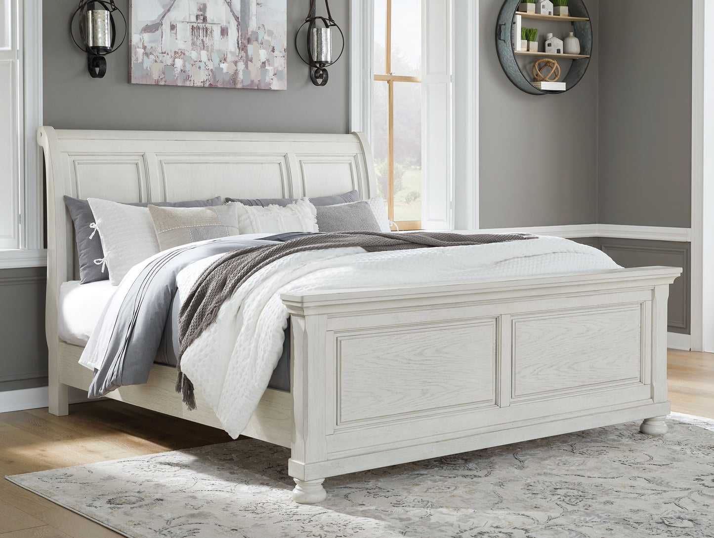 Orange Furniture Outlet - Ashley Furniture - Robbinsdale Bedroom - Queen Sleigh Bed / Antique White - B742B23