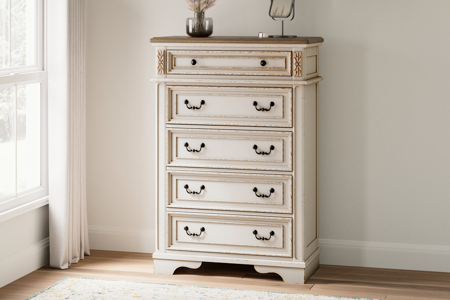 Orange Furniture Outlet - Ashley Furniture - Realyn Bedroom - Five Drawer Chest / Two-tone - B743-46