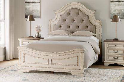Orange Furniture Outlet - Ashley Furniture - Realyn Bedroom - Queen Upholstered Panel Bed / Chipped White - B743B2