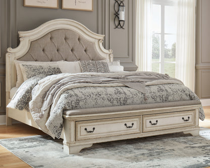 Orange Furniture Outlet - Ashley Furniture - Realyn Bedroom - King Upholstered Storage Bed / Two-tone - B743B20